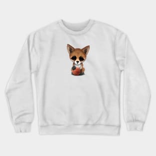 Cute Baby Fox Playing With Basketball Crewneck Sweatshirt